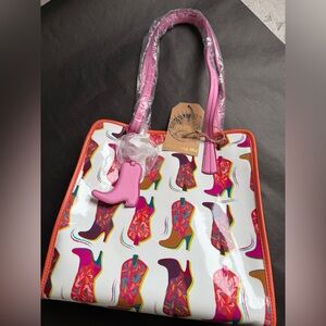 Catchfly Studios Colorful Cowboy Boot Print Tote Bag